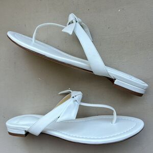 Alexandre Birman Clarita White Leather Bow Thong Sandal Shoes Women EU 37 US 6.5
